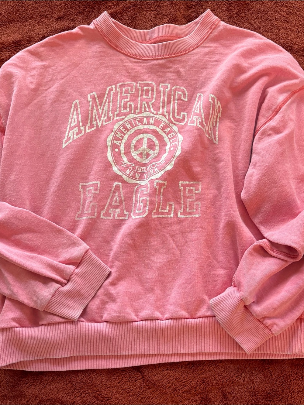 American Eagle Outfitters Pink Logo Crewneck Sweatshirt